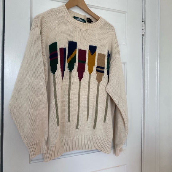 Vintage cotton collegiate preppy sweater with paddles - Picture 10 of 10